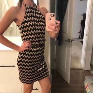 Black and gold chevron dress